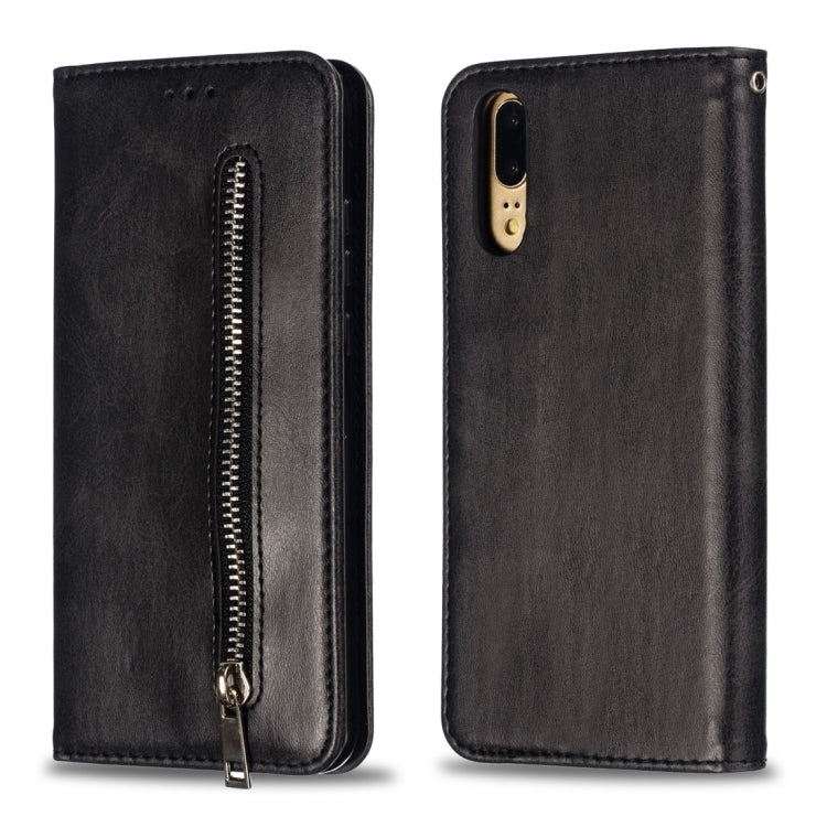 Calf Texture Zipper Magnetic Horizontal Flip Leather Case for Huawei P20, with Wallet & Holder & Card Slots