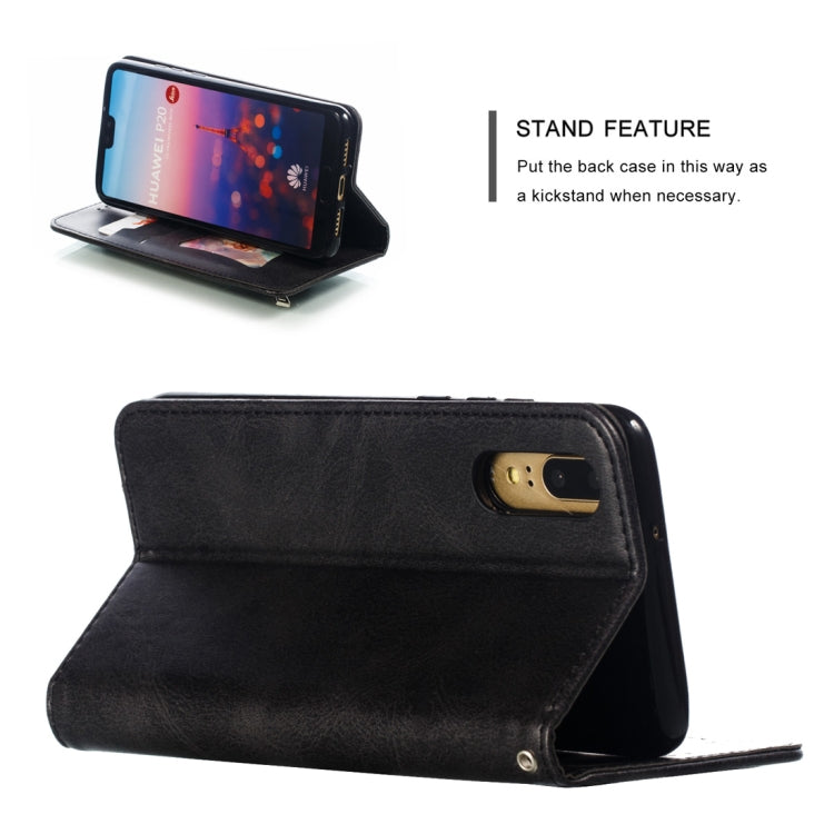 Calf Texture Zipper Magnetic Horizontal Flip Leather Case for Huawei P20, with Wallet & Holder & Card Slots