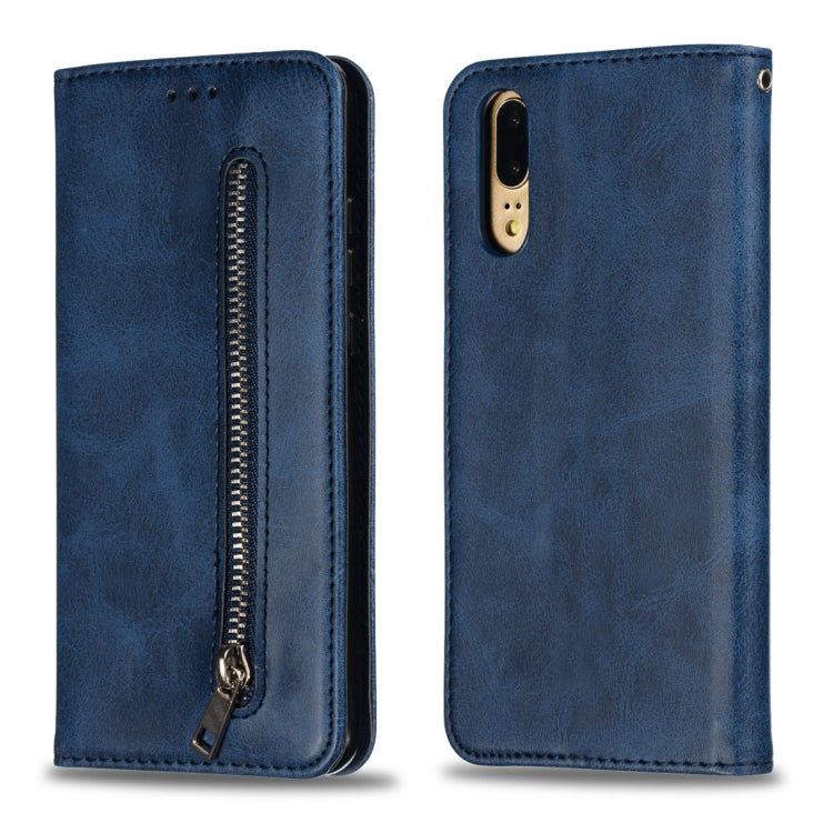 Calf Texture Zipper Magnetic Horizontal Flip Leather Case for Huawei P20, with Wallet & Holder & Card Slots