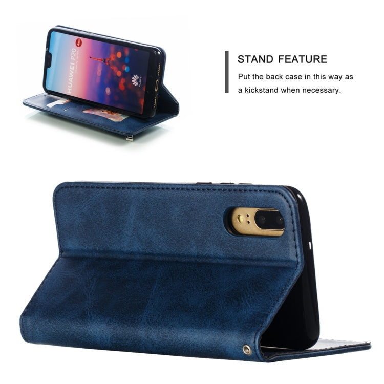 Calf Texture Zipper Magnetic Horizontal Flip Leather Case for Huawei P20, with Wallet & Holder & Card Slots
