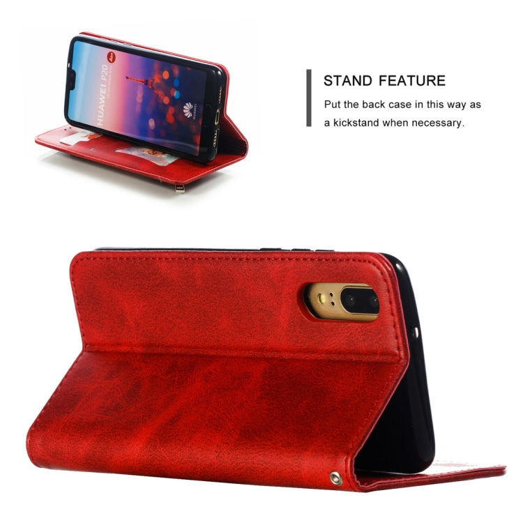 Calf Texture Zipper Magnetic Horizontal Flip Leather Case for Huawei P20, with Wallet & Holder & Card Slots