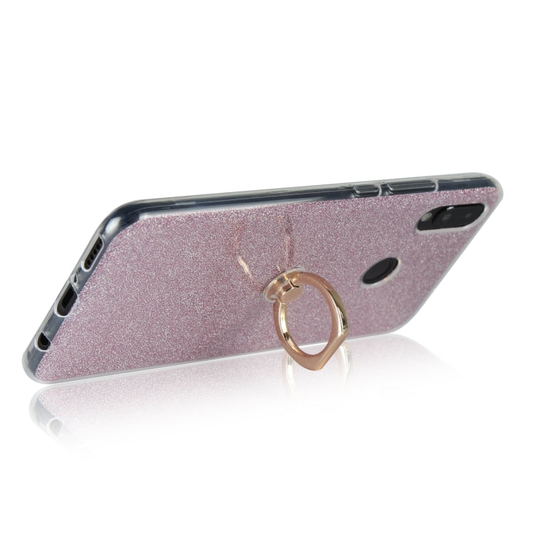 Glittery Powder Shockproof TPU Case for Huawei Nova 3i, with 360 Degree Rotation Ring Holder