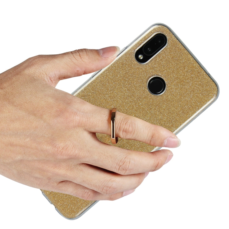 Glittery Powder Shockproof TPU Case for Huawei Nova 3i, with 360 Degree Rotation Ring Holder