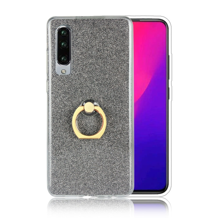 Glittery Powder Shockproof TPU Case for Huawei P30, with 360 Degree Rotation Ring Holder