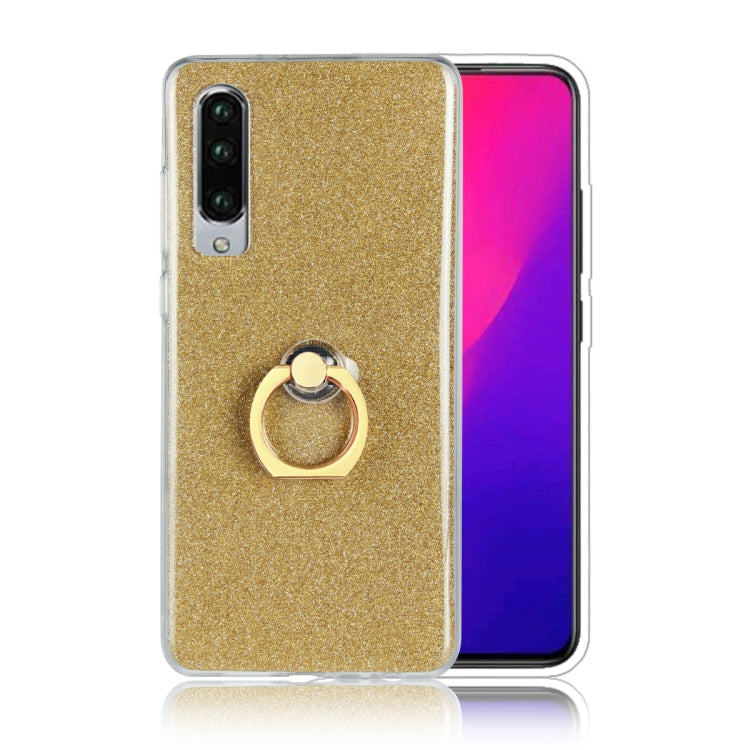 Glittery Powder Shockproof TPU Case for Huawei P30, with 360 Degree Rotation Ring Holder