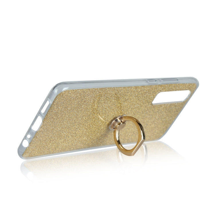 Glittery Powder Shockproof TPU Case for Huawei P30, with 360 Degree Rotation Ring Holder