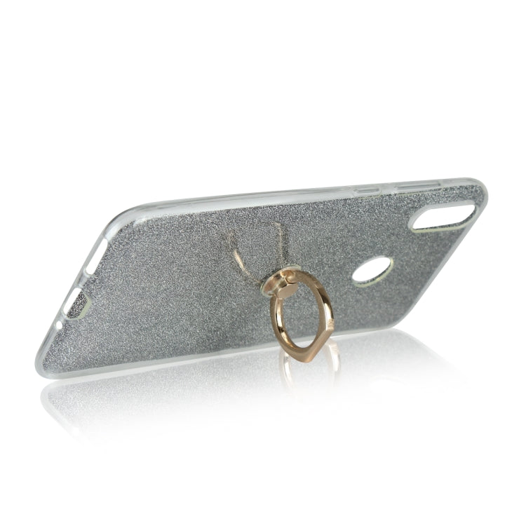 Glittery Powder Shockproof TPU Case for Huawei Honor 8C, with 360 Degree Rotation Ring Holder