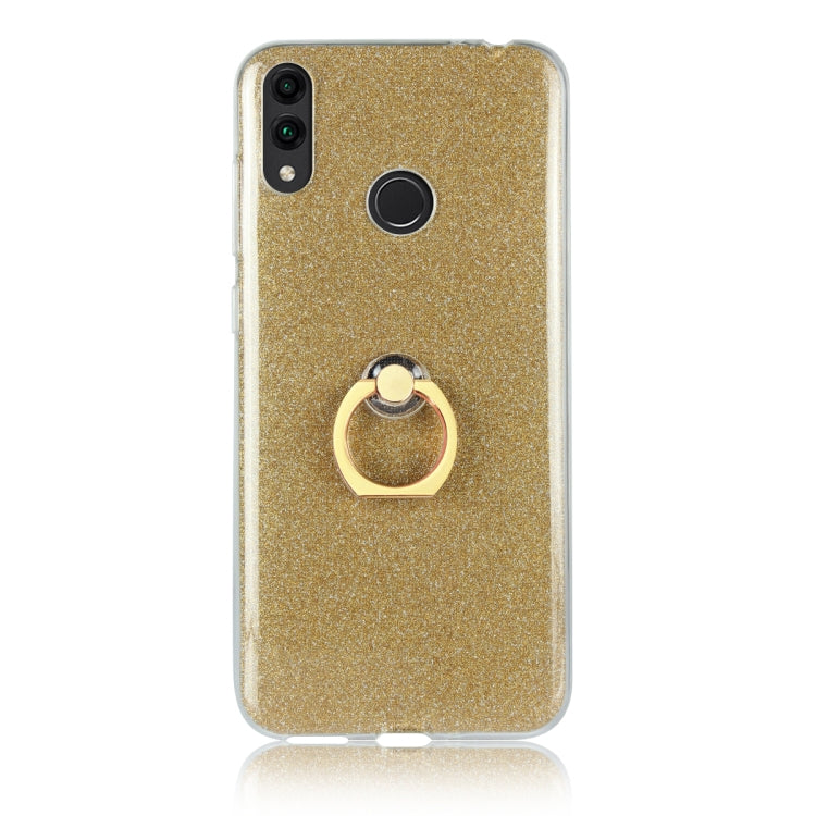 Glittery Powder Shockproof TPU Case for Huawei Honor 8C, with 360 Degree Rotation Ring Holder