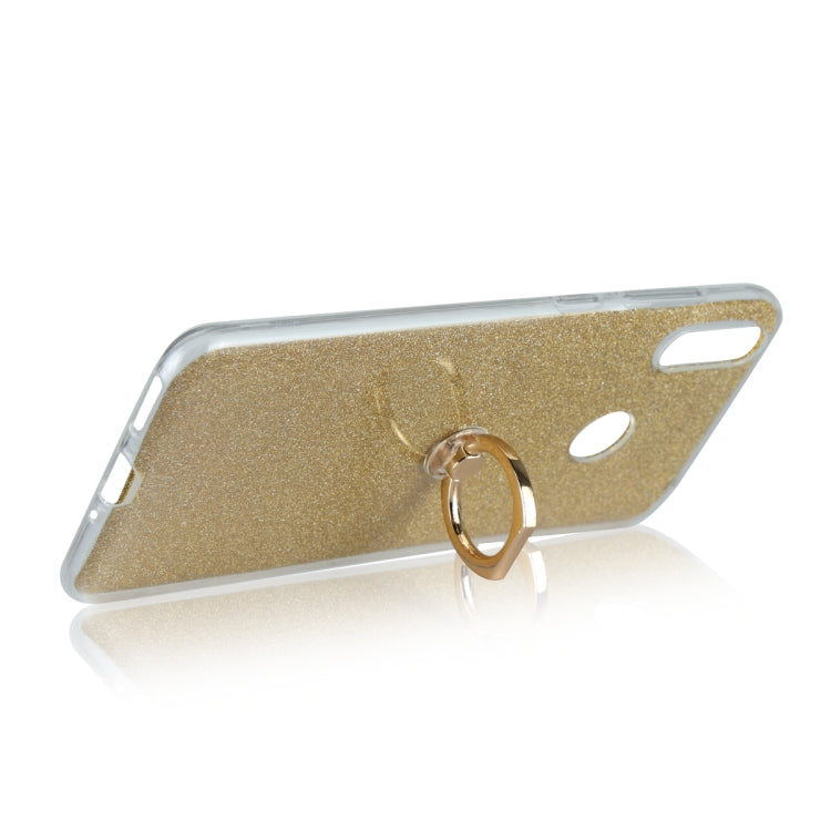 Glittery Powder Shockproof TPU Case for Huawei Honor 8C, with 360 Degree Rotation Ring Holder