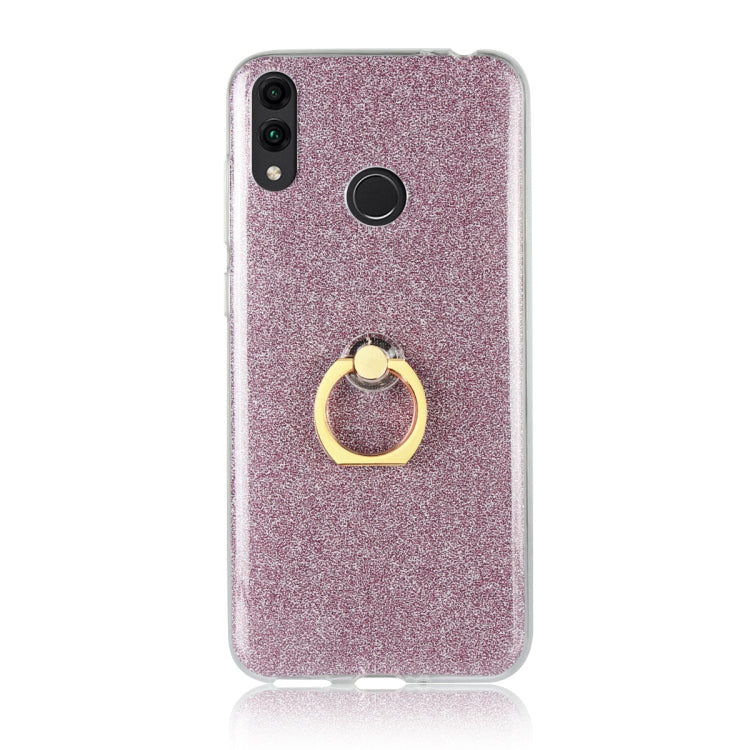 Glittery Powder Shockproof TPU Case for Huawei Honor 8C, with 360 Degree Rotation Ring Holder