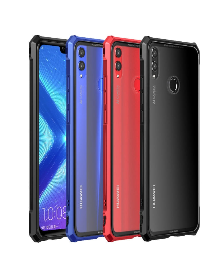 Snap-on Aluminum Frame and Tempered Glass Back Plate Case for Huawei Honor 8X MAX(Black)