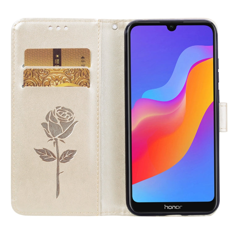 Rose Embossed Horizontal Flip PU Leather Case for Huawei Honor 8A/Y6 2019, with Holder & Card Slots & Wallet