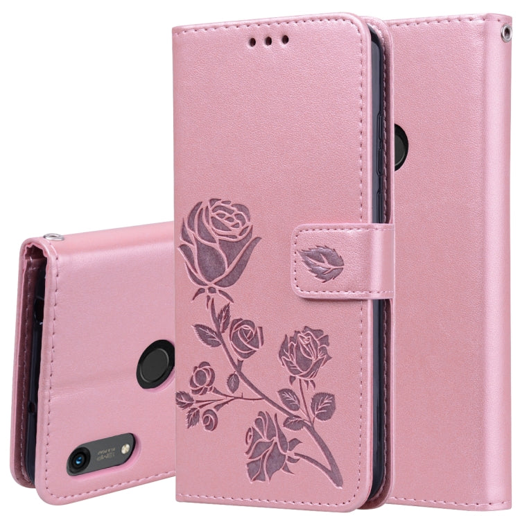 Rose Embossed Horizontal Flip PU Leather Case for Huawei Honor 8A/Y6 2019, with Holder & Card Slots & Wallet