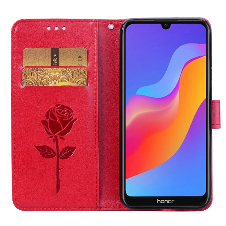 Rose Embossed Horizontal Flip PU Leather Case for Huawei Honor 8A/Y6 2019, with Holder & Card Slots & Wallet