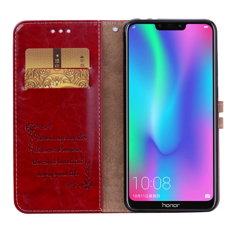 Business Style Oil Wax Texture Horizontal Flip Leather Case for Huawei Honor 8C, with Holder & Card Slots & Wallet