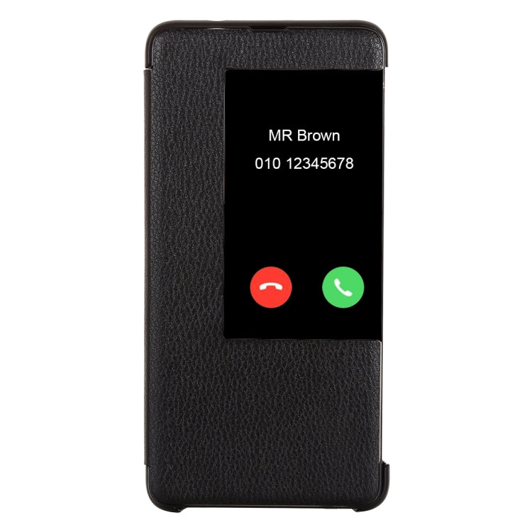 Litchi Texture Smart Horizontal Flip Leather Case for Huawei Mate 20, With Call Display ID (Black)
