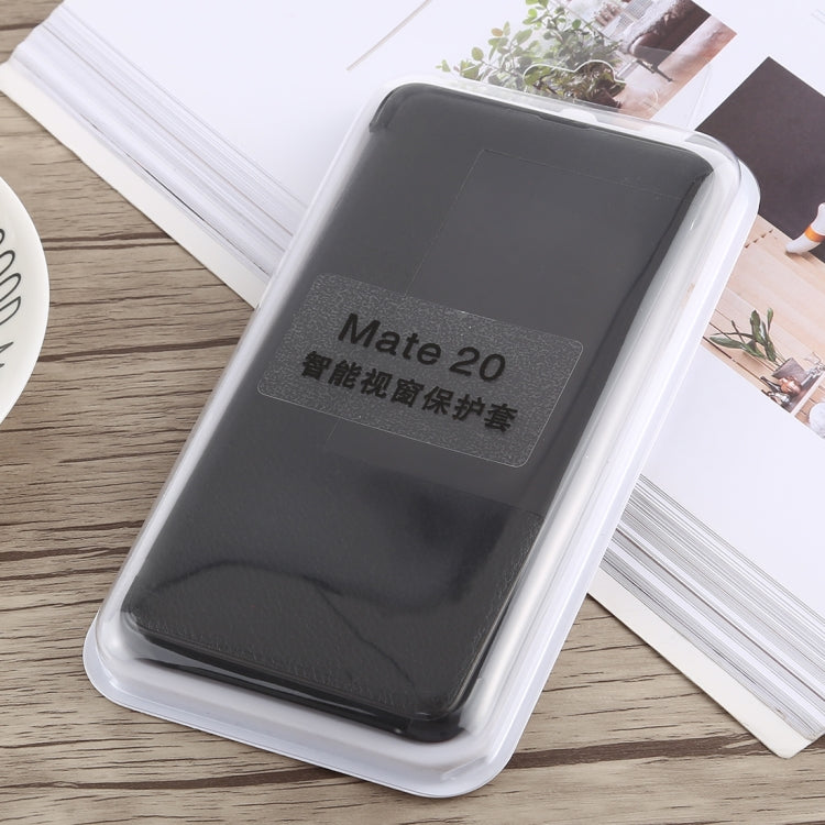 Litchi Texture Smart Horizontal Flip Leather Case for Huawei Mate 20, With Call Display ID (Black)