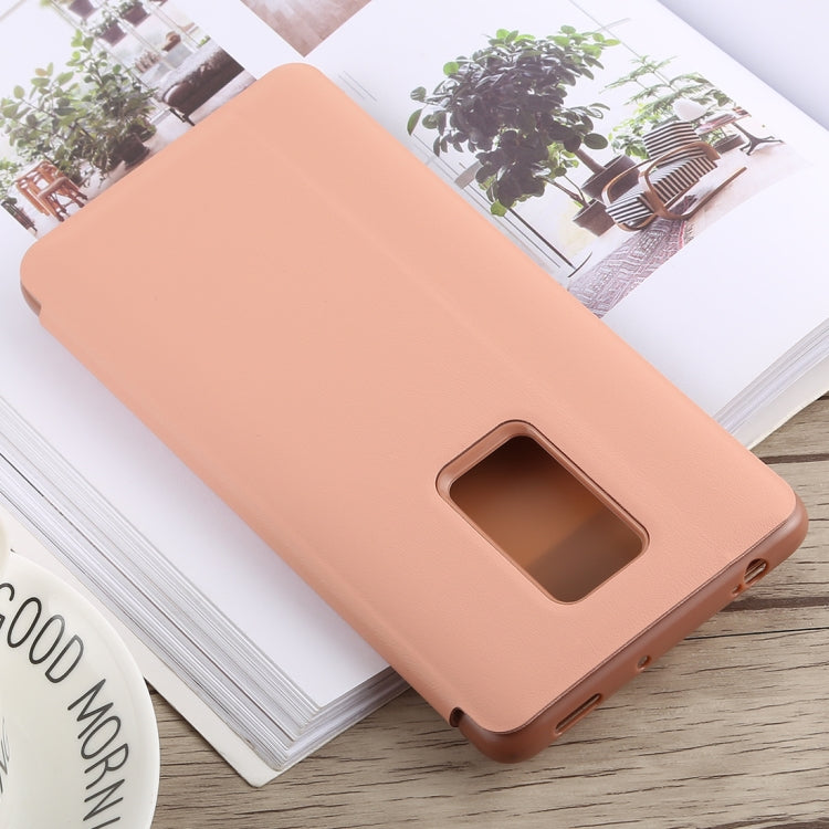 Litchi Texture Smart Horizontal Flip Leather Case for Huawei Mate 20 X, With Call Display ID (Rose Gold)