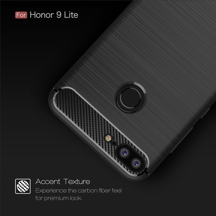 For Huawei  Honor 9 Lite Brushed Texture Carbon Fiber Shockproof TPU Protective Back Case