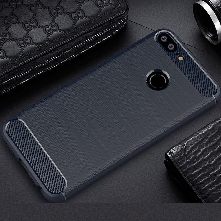 For Huawei  Honor 9 Lite Brushed Texture Carbon Fiber Shockproof TPU Protective Back Case