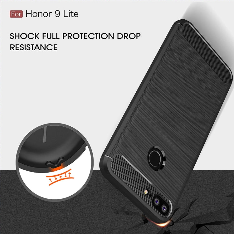 For Huawei  Honor 9 Lite Brushed Texture Carbon Fiber Shockproof TPU Protective Back Case