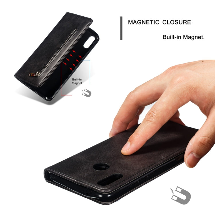 Calf Texture Zipper Magnetic Horizontal Flip Leather Case for Huawei Y9 (2019) / Enjoy 9 Plus, with Wallet & Holder & Card Slots