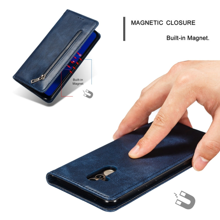Calf Texture Zipper Magnetic Horizontal Flip Leather Case for Huawei Mate 20 Lite, with Wallet & Holder & Card Slots