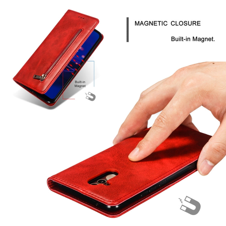 Calf Texture Zipper Magnetic Horizontal Flip Leather Case for Huawei Mate 20 Lite, with Wallet & Holder & Card Slots