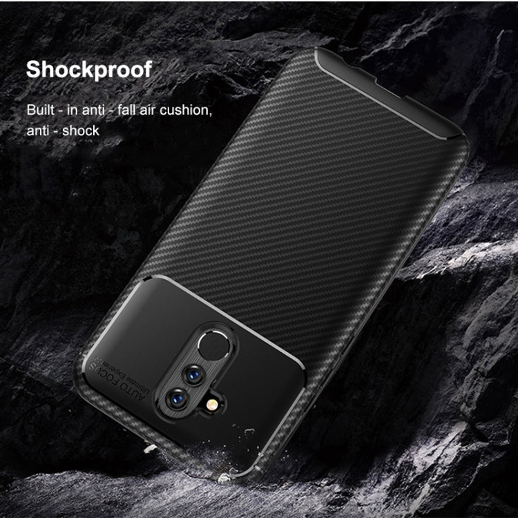 Beetle Shape Carbon Fiber Texture Shockproof TPU Case for Huawei Mate 20 Lite(Brown)