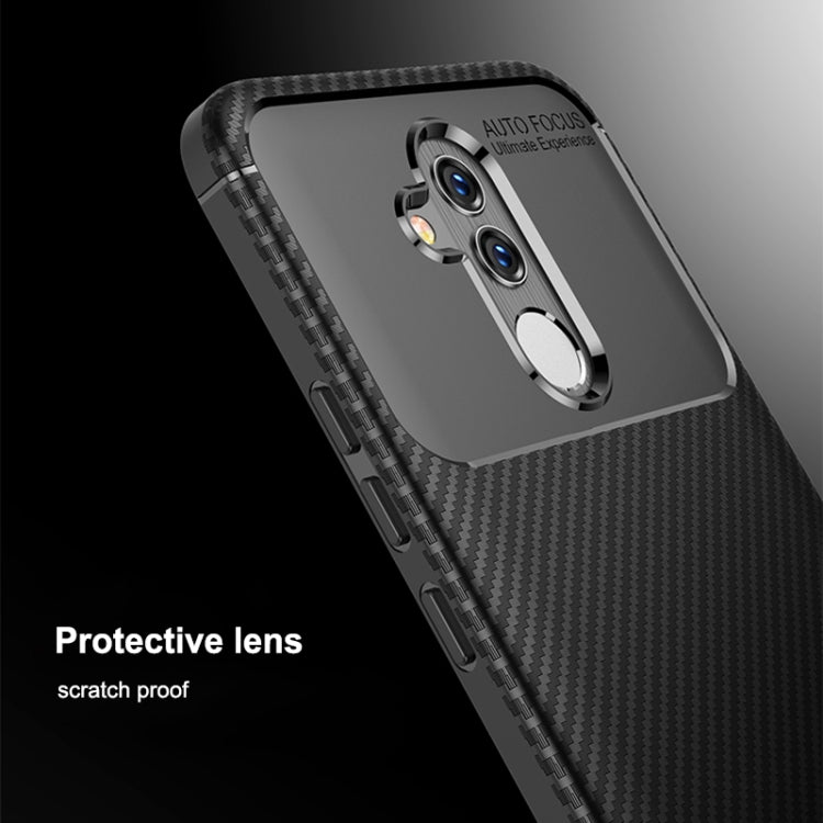 Beetle Shape Carbon Fiber Texture Shockproof TPU Case for Huawei Mate 20 Lite(Brown)