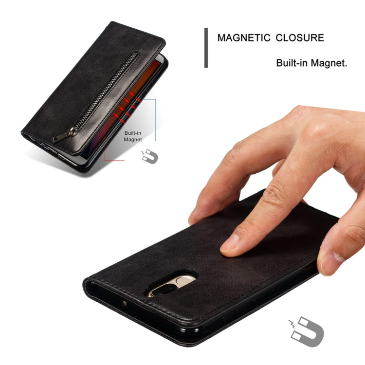 Calf Texture Zipper Magnetic Horizontal Flip Leather Case for Huawei Mate 10 Lite / Maimang 6, with Wallet & Holder & Card Slots