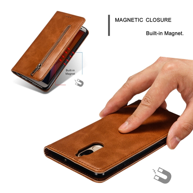 Calf Texture Zipper Magnetic Horizontal Flip Leather Case for Huawei Mate 10 Lite / Maimang 6, with Wallet & Holder & Card Slots