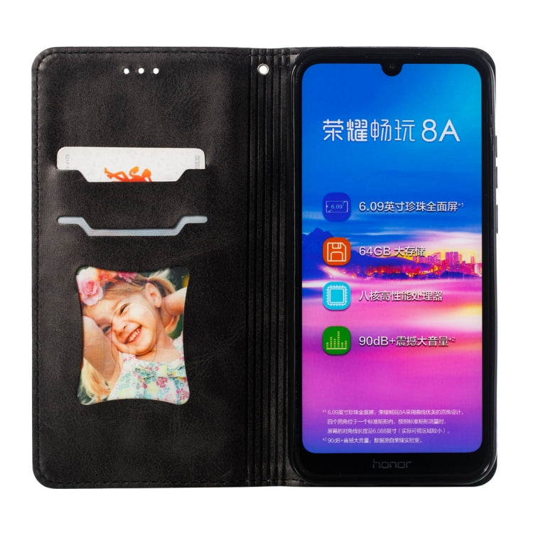Calf Texture Zipper Magnetic Horizontal Flip Leather Case for Huawei Honor 8A, with Wallet & Holder & Card Slots