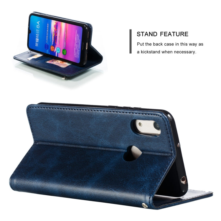 Calf Texture Zipper Magnetic Horizontal Flip Leather Case for Huawei Honor 8A, with Wallet & Holder & Card Slots