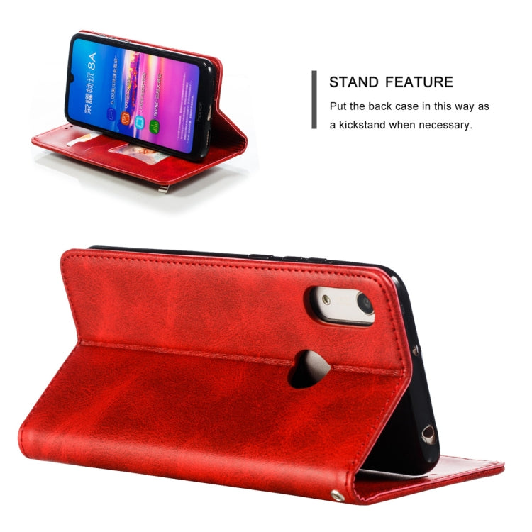 Calf Texture Zipper Magnetic Horizontal Flip Leather Case for Huawei Honor 8A, with Wallet & Holder & Card Slots