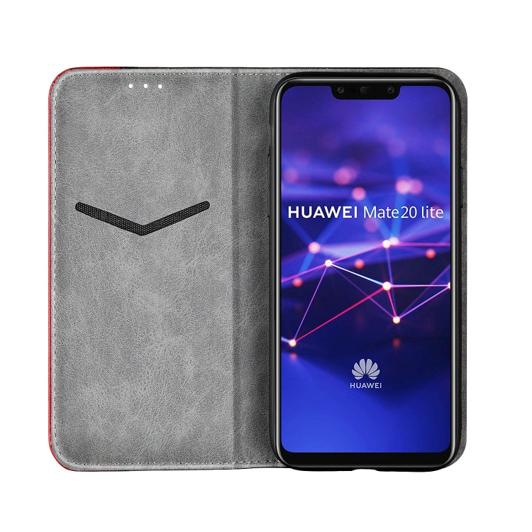 Business Solid Color Stitching Horizontal Flip Leather Case for Huawei Mate 20 Lite, with Holder & Card Slots & Wallet & Lanyard
