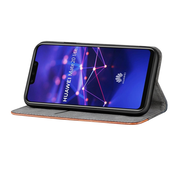 Business Solid Color Stitching Horizontal Flip Leather Case for Huawei Mate 20 Lite, with Holder & Card Slots & Wallet & Lanyard