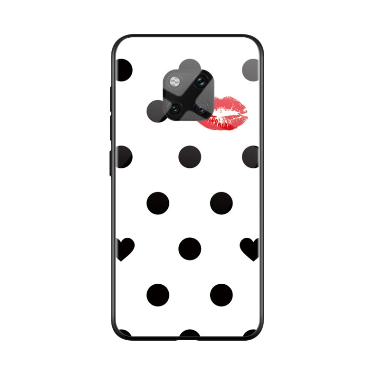 Dots + Red Lps Pattern TPU Colorful Painted Glass Case for Huawei Mate 20 Pro