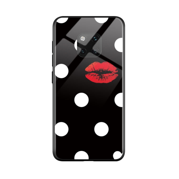 Dots + Red Lps Pattern TPU Colorful Painted Glass Case for Huawei Mate 20 Pro