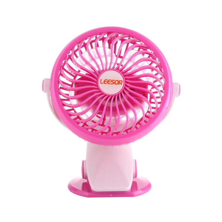 360 Degree Rotate Rechargeable Mini Battery Fan with Clip Style Base(Pink)