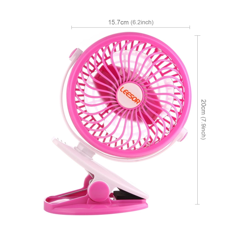 360 Degree Rotate Rechargeable Mini Battery Fan with Clip Style Base(Pink)