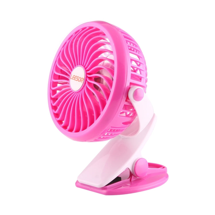 360 Degree Rotate Rechargeable Mini Battery Fan with Clip Style Base(Pink)