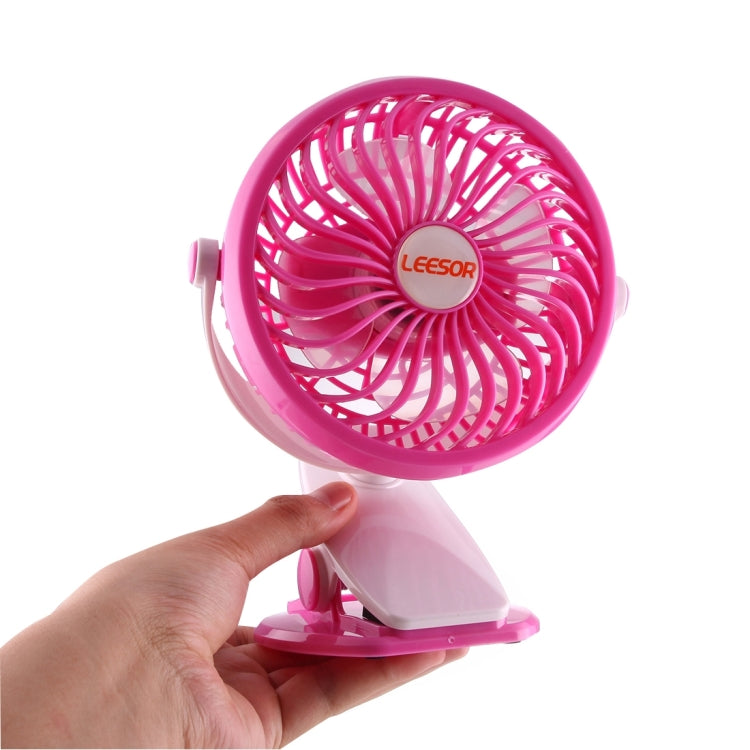 360 Degree Rotate Rechargeable Mini Battery Fan with Clip Style Base(Pink)