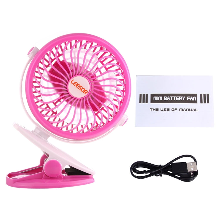 360 Degree Rotate Rechargeable Mini Battery Fan with Clip Style Base(Pink)