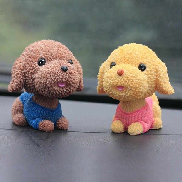2 PCS Creative Resin Cartoon Shaking Head Cute Puppy Dog Ornaments Car Home Desk Art Decor Gifts