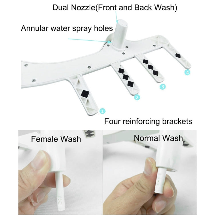 Yeden MDY-003 Dual Nozzles Toilet Bidet with Quick Installing Bracket, Support Female Front Wash & Normal Wash & Self-cleaning(White)