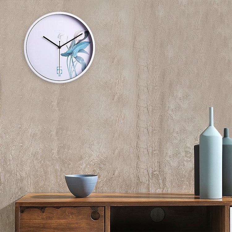 Home Office Classic Silent Non Ticking Flower Pattern 12 inch Round Wall Quartz Clock