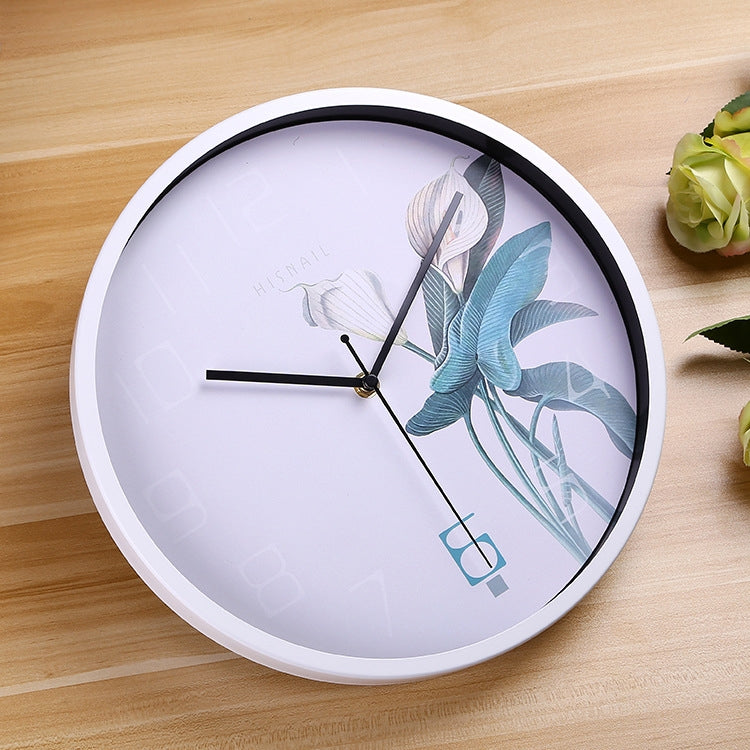 Home Office Classic Silent Non Ticking Flower Pattern 12 inch Round Wall Quartz Clock