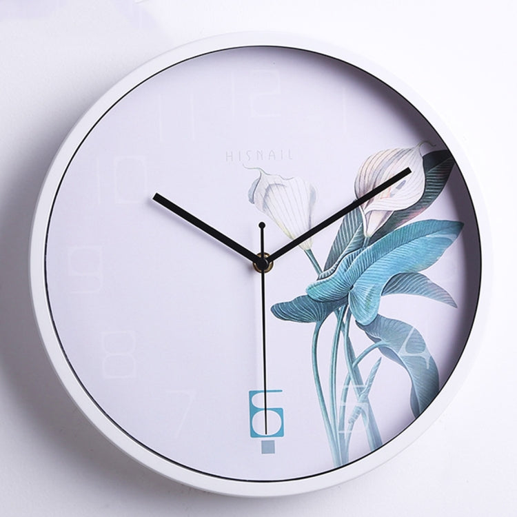 Home Office Classic Silent Non Ticking Flower Pattern 12 inch Round Wall Quartz Clock