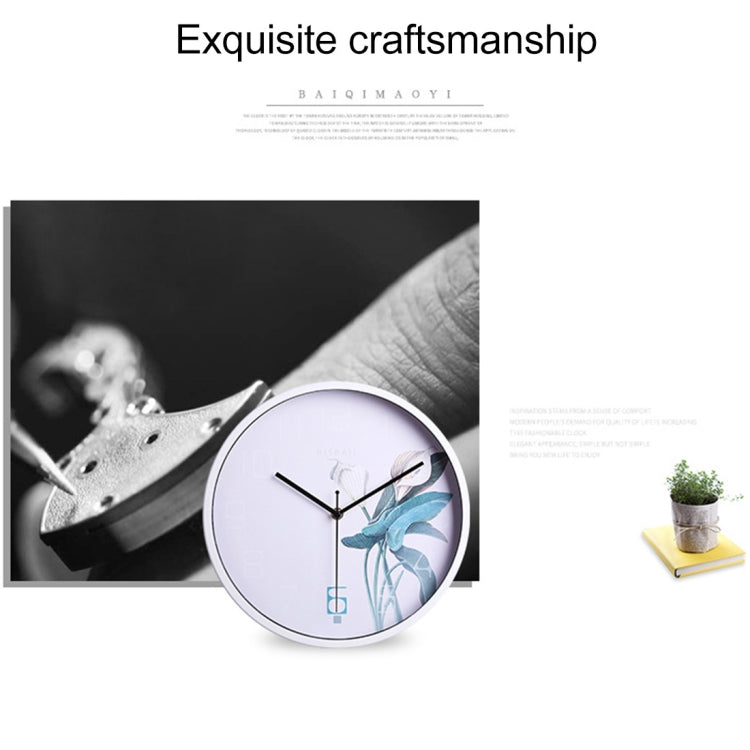 Home Office Classic Silent Non Ticking Flower Pattern 12 inch Round Wall Quartz Clock